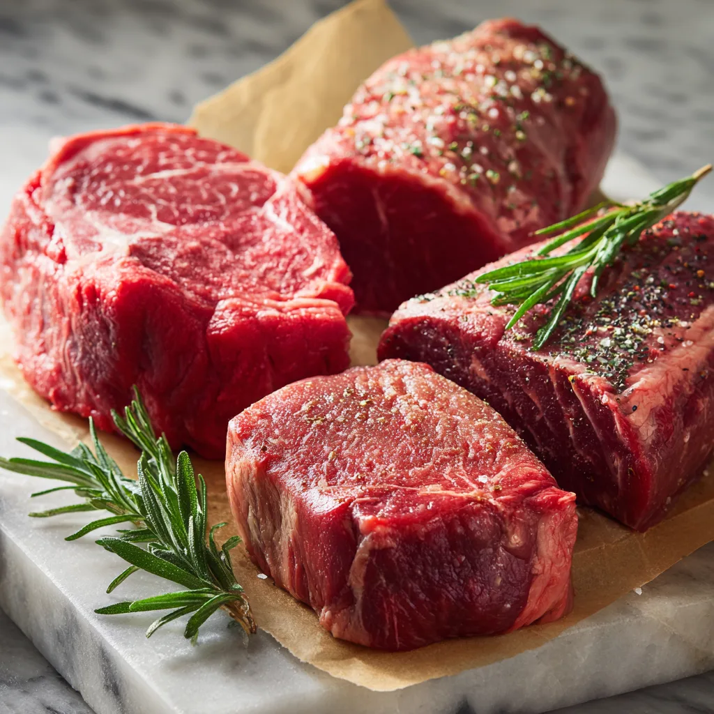 Ribeye, sirloin, chuck, and brisket raw cuts Best Cuts of Meat for Carnivore Diet