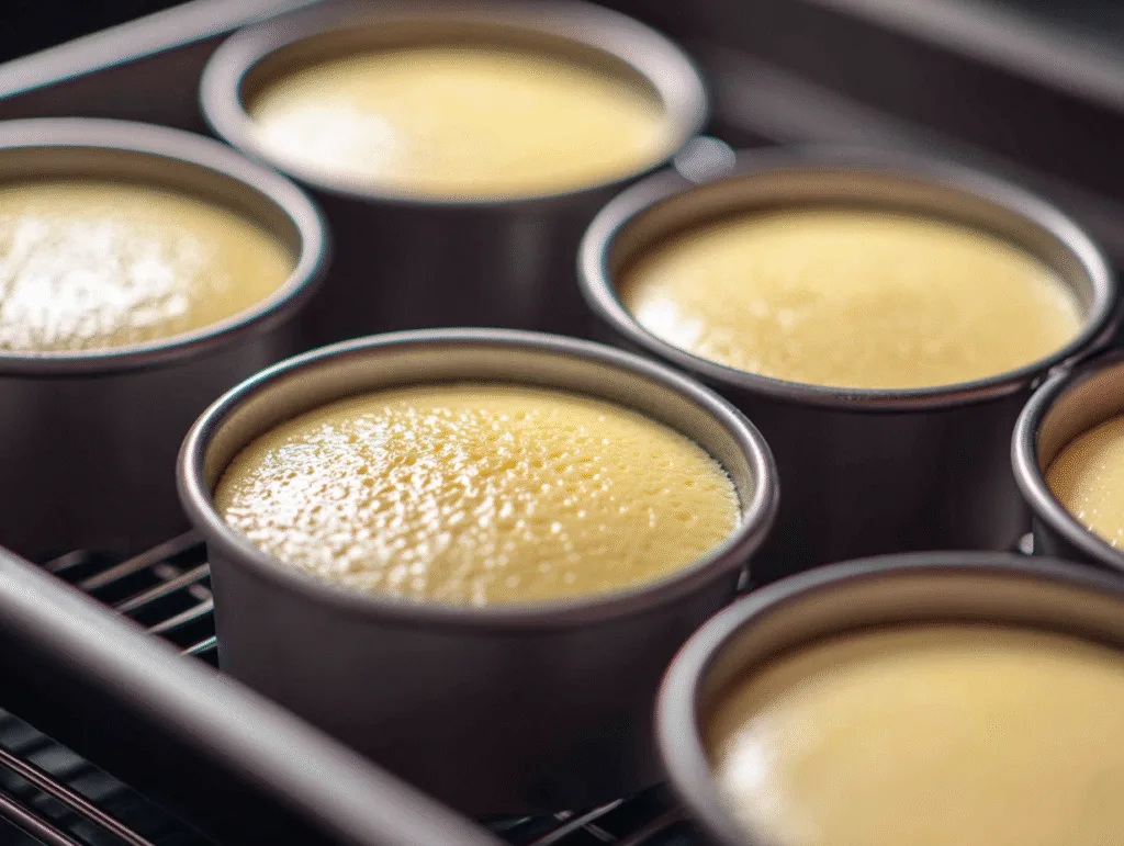 Carnivore Crème Brûlée custard baking in metal ramekins